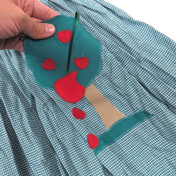 Funtasia Too Dress Girl Size 4 Green Gingham Apple Tree Sundress Boutique School - Picture 2 of 6